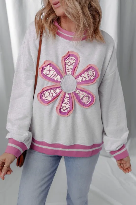 Caroline Flower Crew Neck Sweatshirt sold by Charming Charlie product image thumbnail 5