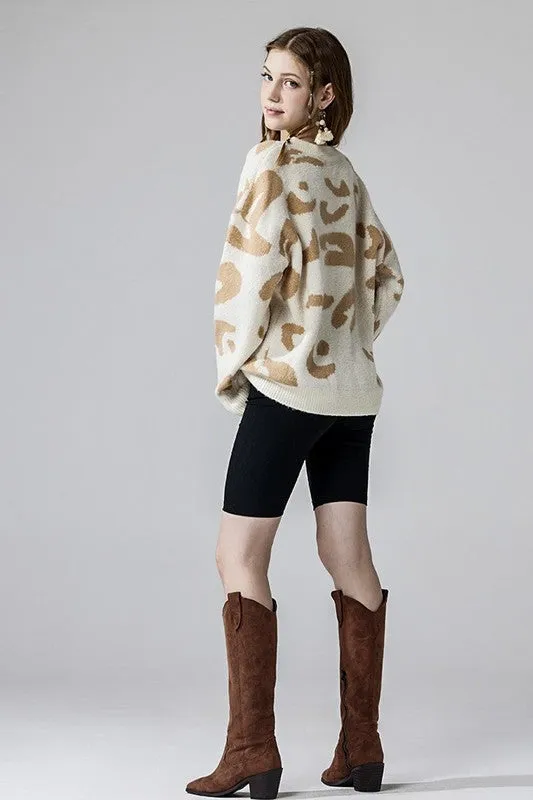 Plus Fuzzy Mohair Jacquard V-Neck Leopard Sweater sold by Charming Charlie product image thumbnail 3