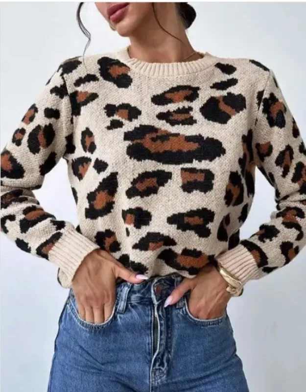Leopard Print Pullover Sweater sold by Charming Charlie