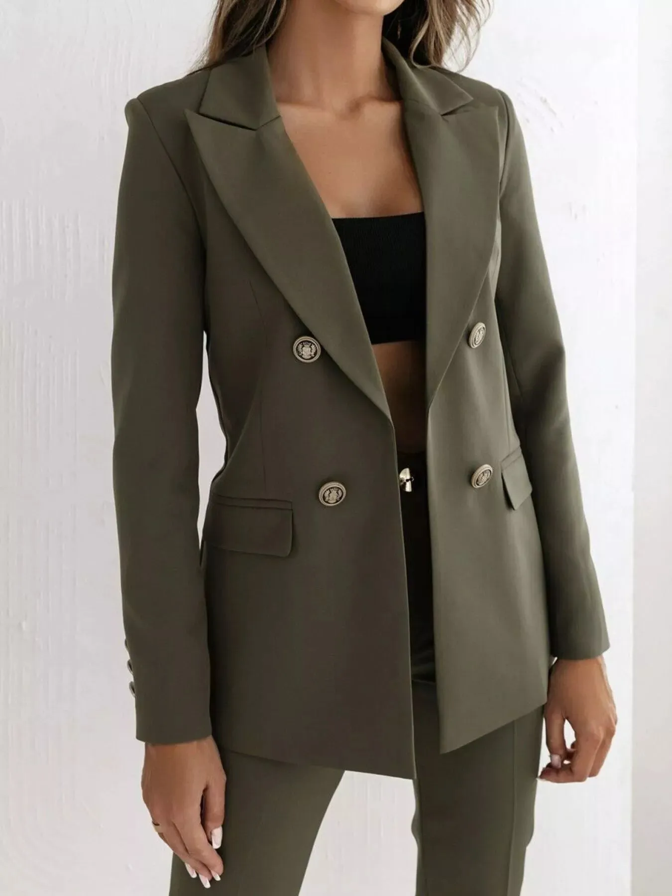 Double-Breasted Lapel Collar Blazer sold by Charming Charlie