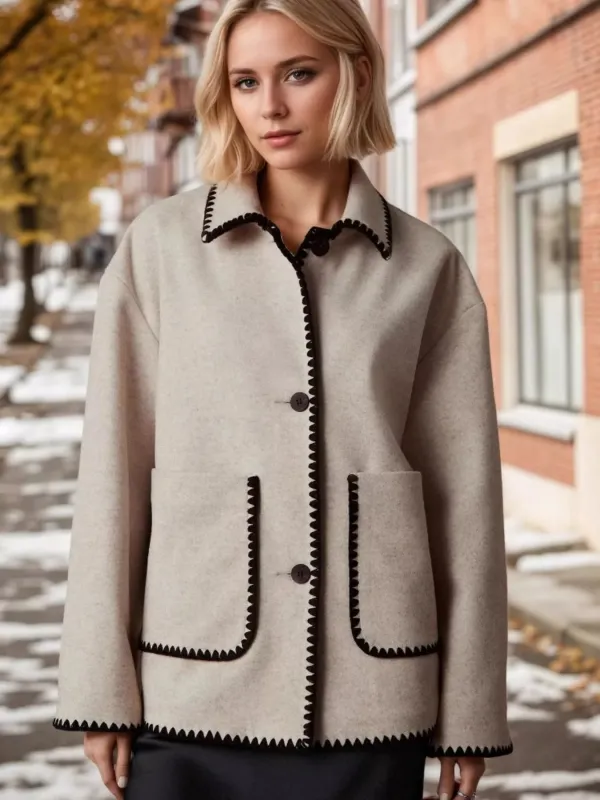 Contrast Trim Drop Shoulder Outerwear sold by Charming Charlie