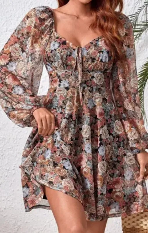 Floral Print Puff Sleeve Dress sold by Charming Charlie