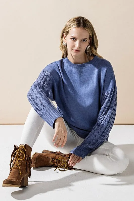 Cozy Solid Body Contrast Cable Knit Sweater sold by Charming Charlie product image thumbnail 2