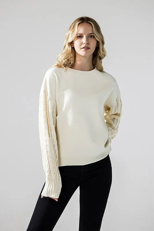 Plus Cozy Solid Body Contrast Cable Knit Sweater sold by Charming Charlie product image thumbnail 2