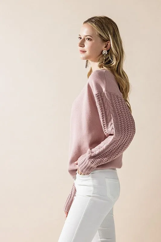 Cozy Solid Body Contrast Cable Knit Sweater sold by Charming Charlie product image thumbnail 3