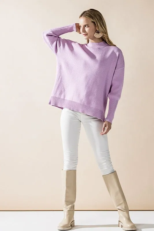 Plus Mock Neck Balloon Sleeve Side Slit Sweater sold by Charming Charlie product image thumbnail 5
