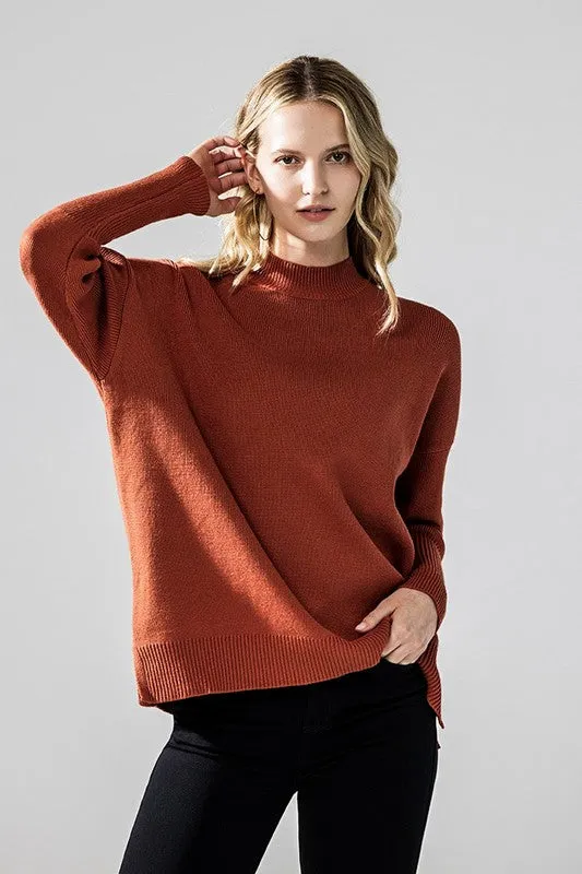 Plus Mock Neck Balloon Sleeve Side Slit Sweater sold by Charming Charlie product image thumbnail 2