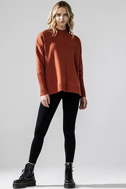 Plus Mock Neck Balloon Sleeve Side Slit Sweater sold by Charming Charlie product image thumbnail 3