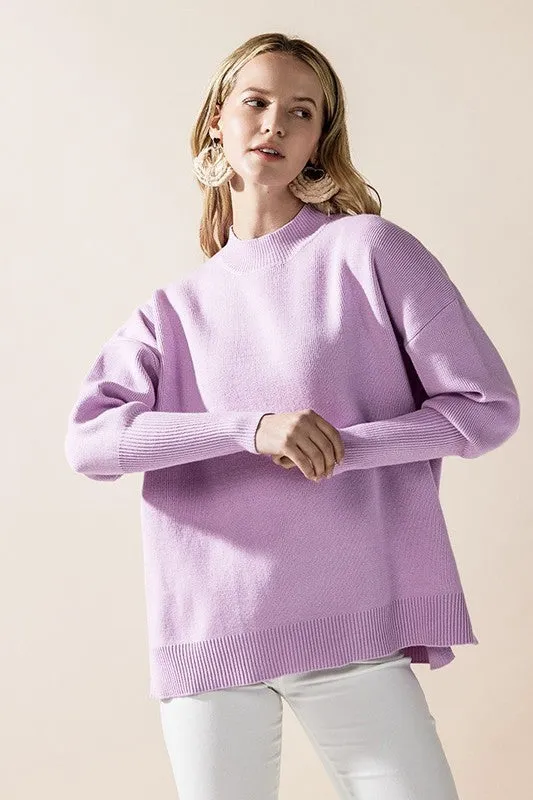 Plus Mock Neck Balloon Sleeve Side Slit Sweater sold by Charming Charlie product image thumbnail 4