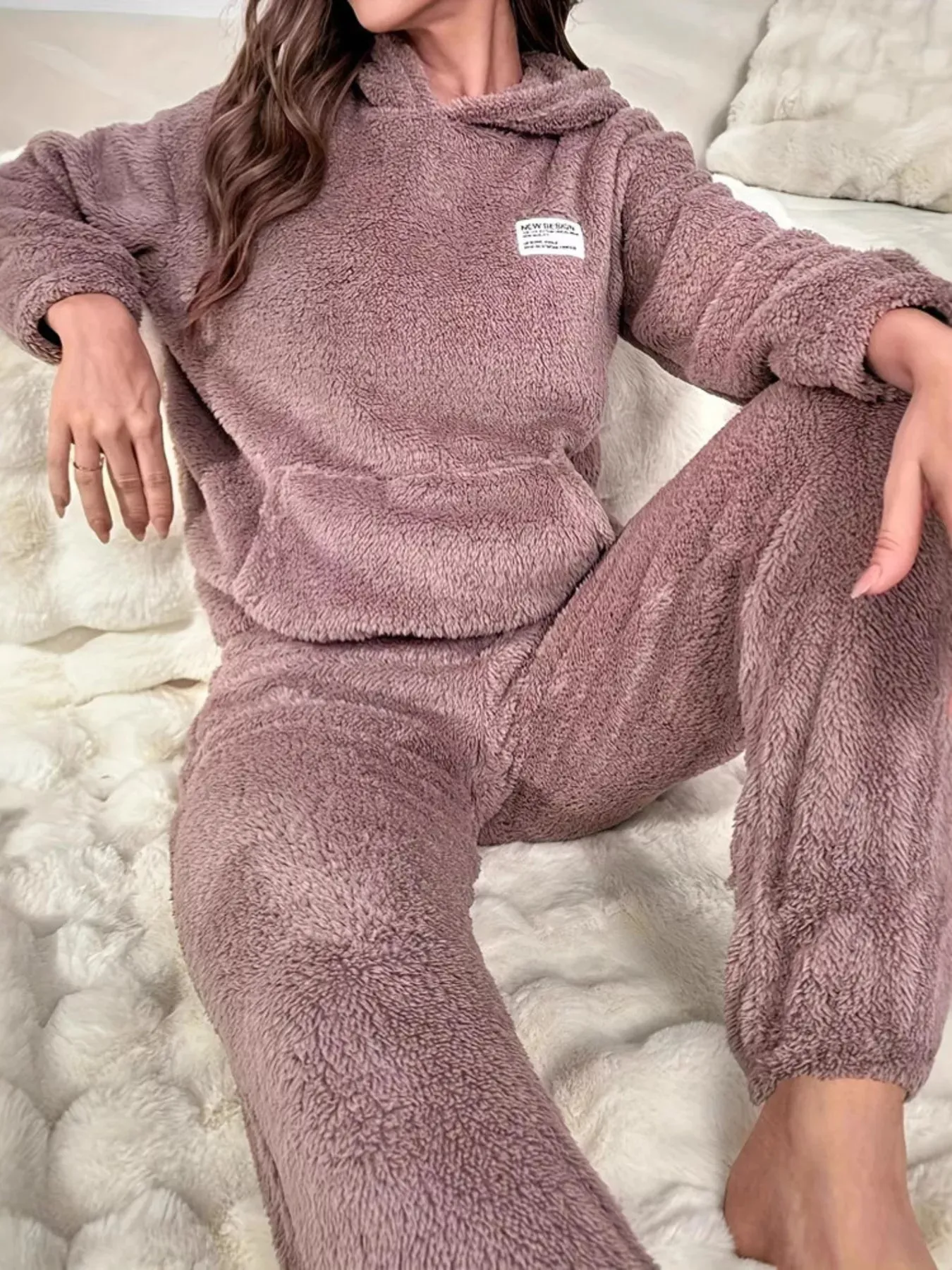 Kangaroo Pocket Long Sleeve Hoodie and Pants Lounge Set sold by Charming Charlie product image thumbnail 2