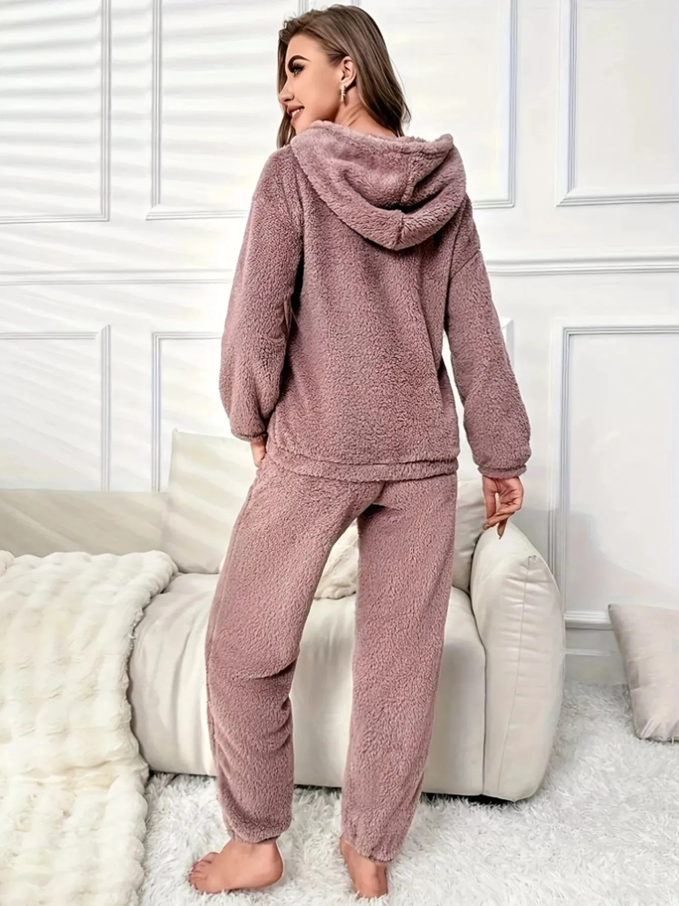 Kangaroo Pocket Long Sleeve Hoodie and Pants Lounge Set sold by Charming Charlie product image thumbnail 4