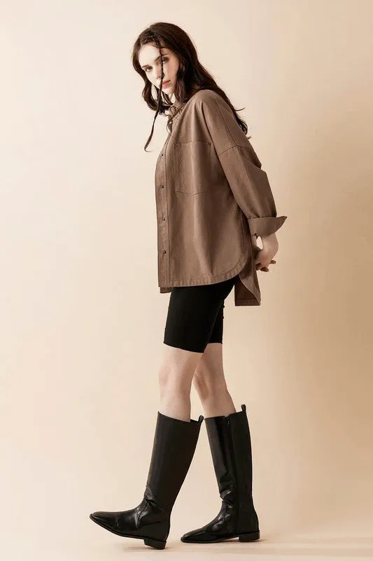 Oversized Denim Twill Shirt Jacket Shacket sold by Charming Charlie product image thumbnail 4