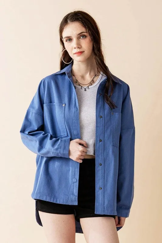 Oversized Denim Twill Shirt Jacket Shacket sold by Charming Charlie