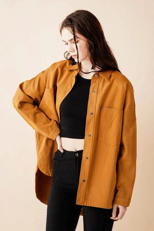 Oversized Denim Twill Shirt Jacket Shacket sold by Charming Charlie product image thumbnail 5