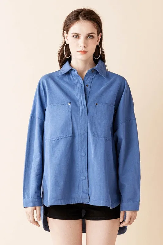 Oversized Denim Twill Shirt Jacket Shacket sold by Charming Charlie product image thumbnail 2