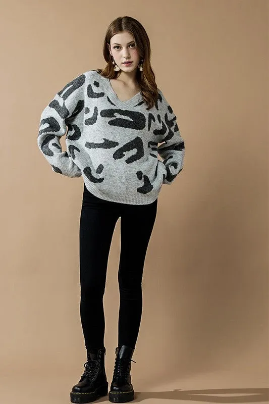Fuzzy Mohair Jacquard V-Neck Leopard Sweater sold by Charming Charlie product image thumbnail 5