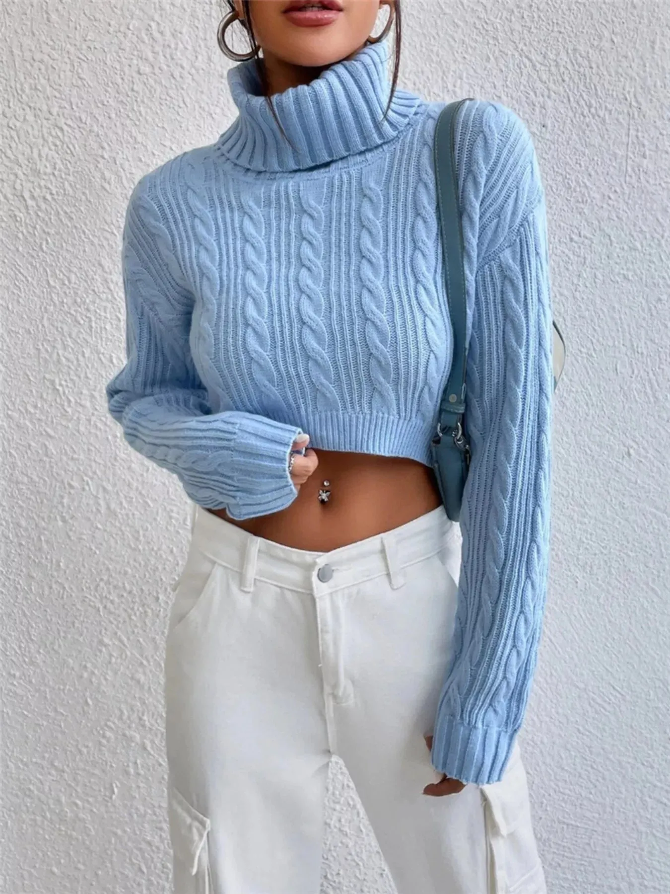 Cable-Knit Turtleneck Long Sleeve Sweater sold by Charming Charlie product image thumbnail 5