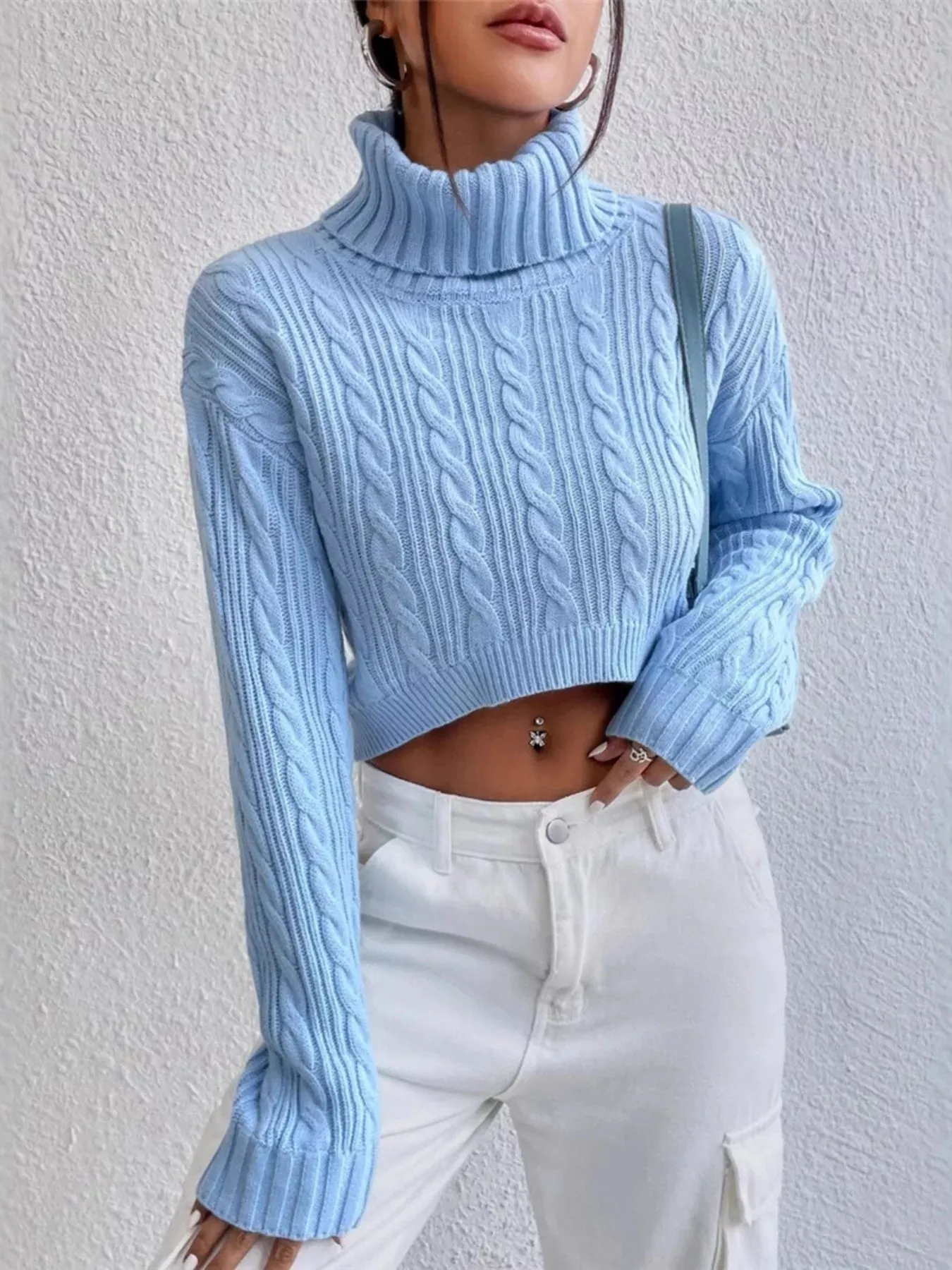 Cable-Knit Turtleneck Long Sleeve Sweater sold by Charming Charlie product image thumbnail 2