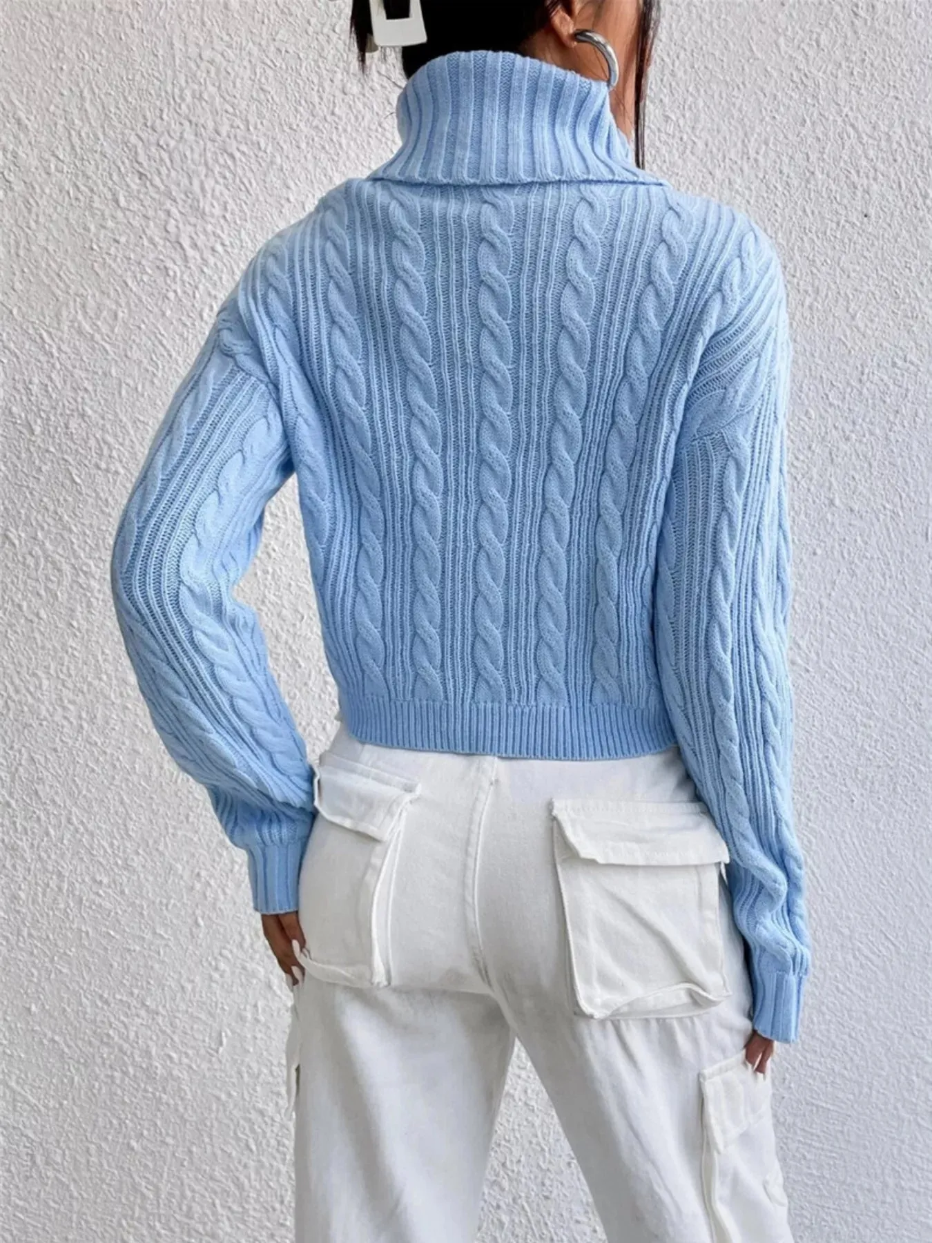 Cable-Knit Turtleneck Long Sleeve Sweater sold by Charming Charlie product image thumbnail 3