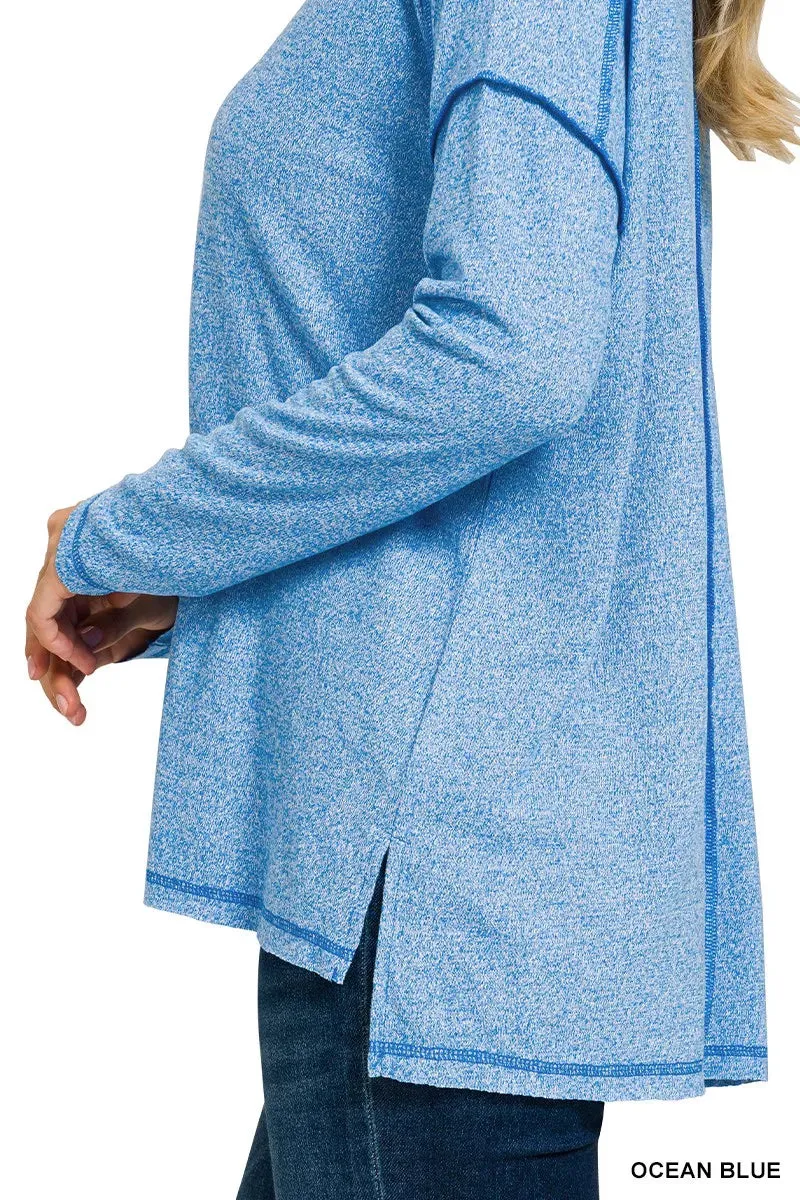 Zenana Full Size Melange Hacci Exposed Seam Hi-low Tee Plus Size sold by Charming Charlie product image thumbnail 5