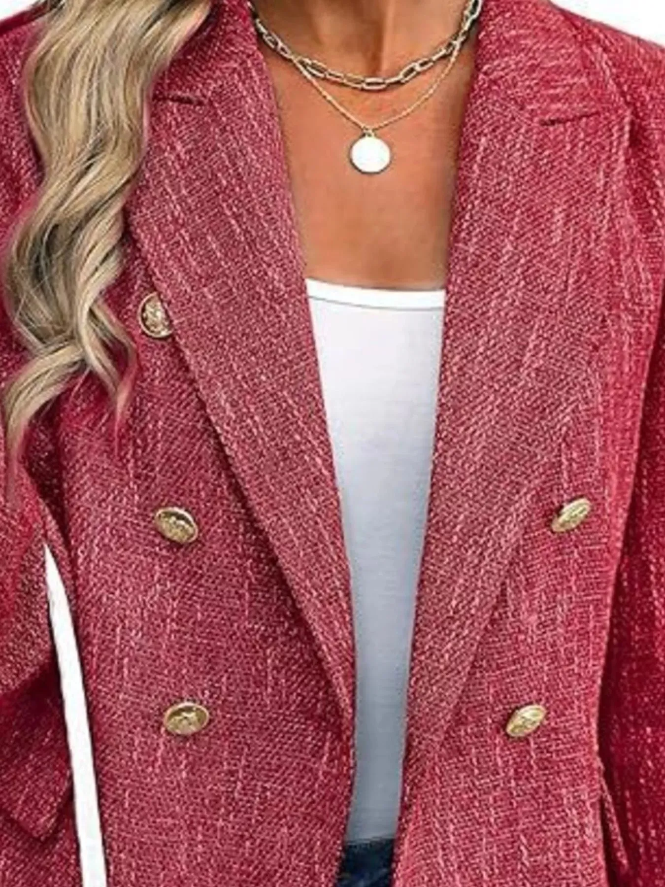 Double-Breasted Lapel Collar Blazer sold by Charming Charlie product image thumbnail 2