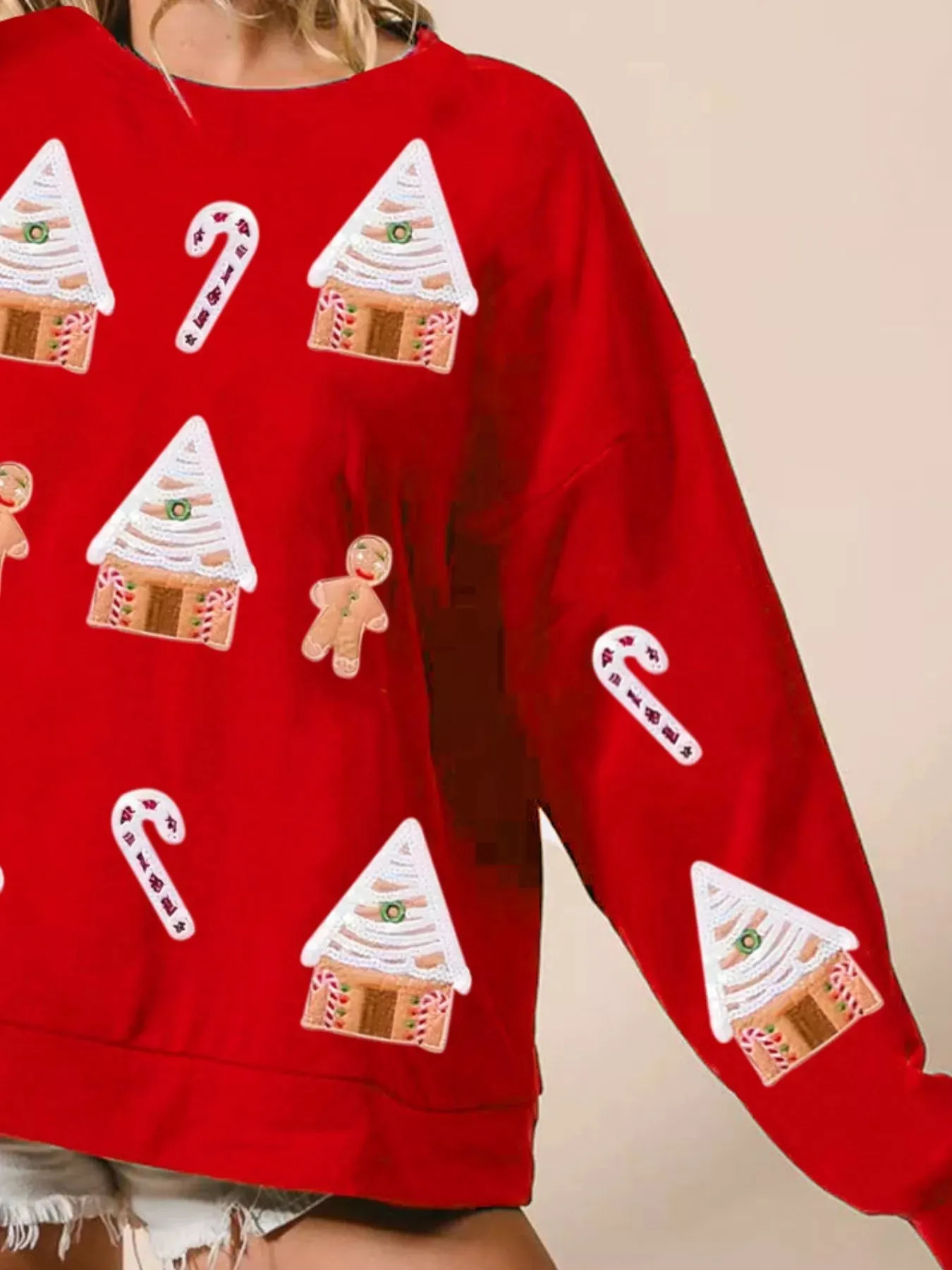 Christmas Gingerbread House Sequin Sweatshirt sold by Charming Charlie product image thumbnail 5