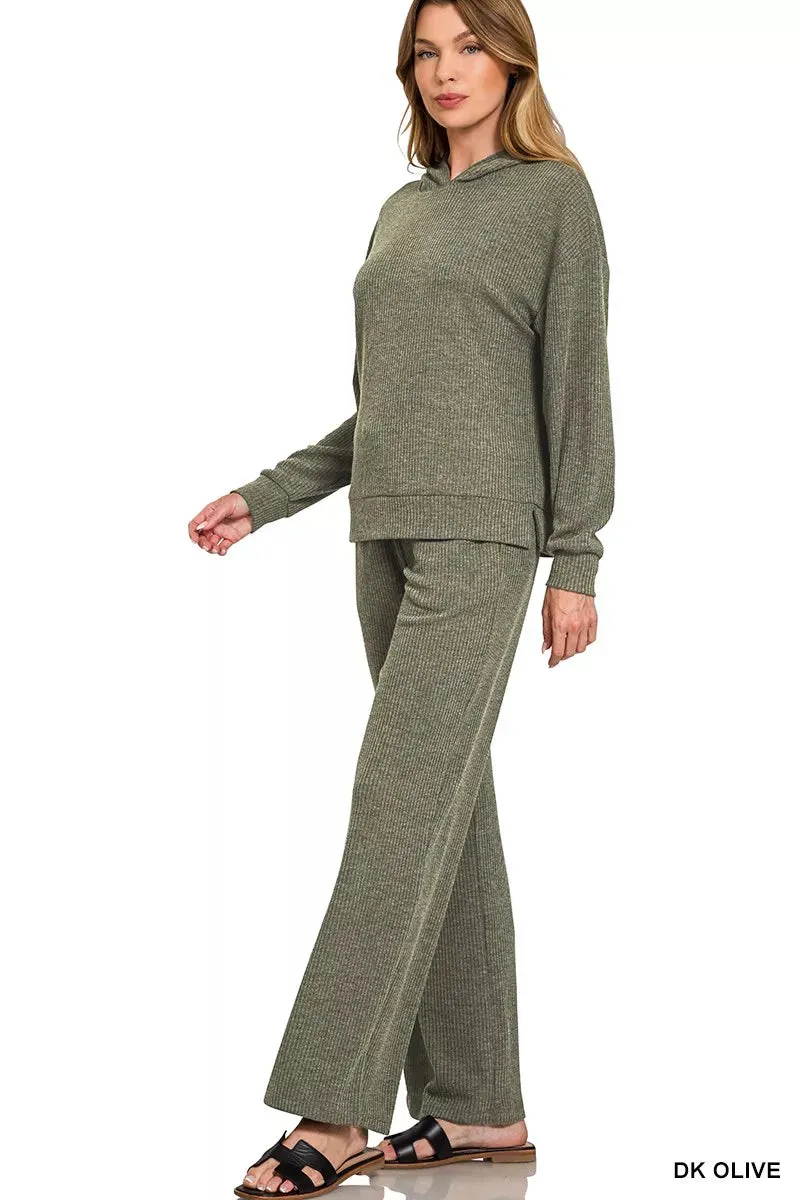 Zenana Ribbed Long Sleeve Hoodie sold by Charming Charlie product image thumbnail 4