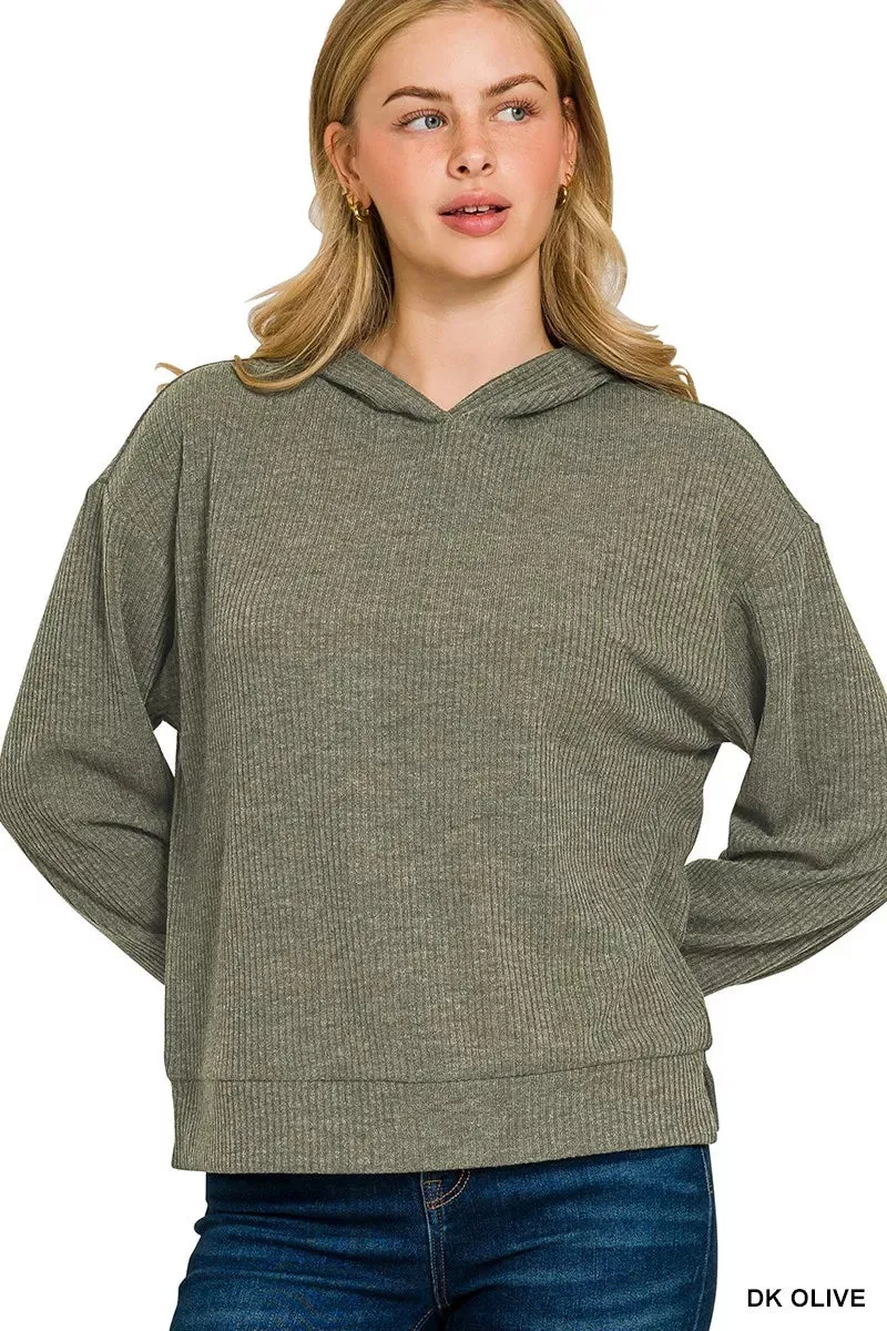 Zenana Ribbed Long Sleeve Hoodie sold by Charming Charlie