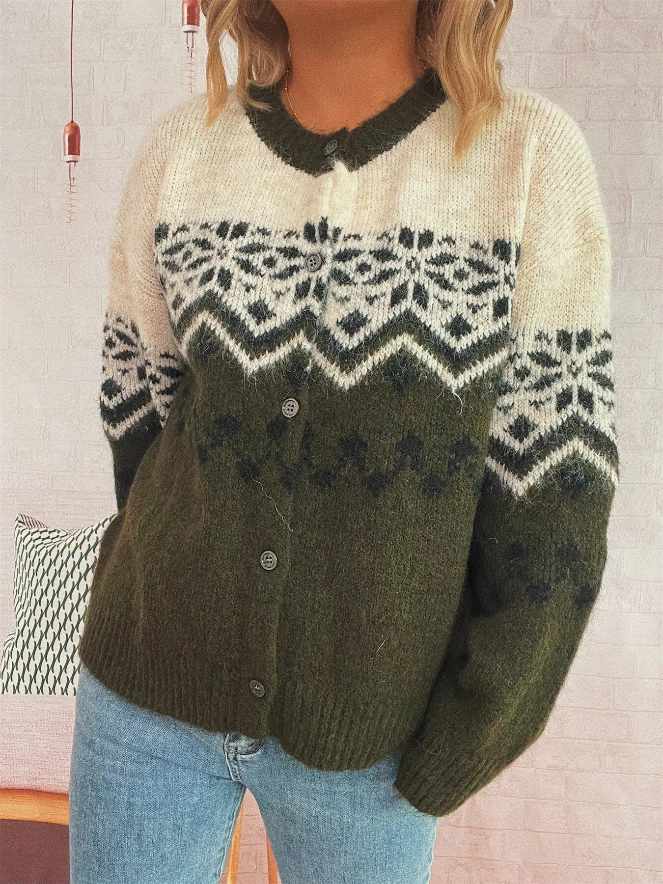 Christmas Button Up Drop Shoulder Cardigan sold by Charming Charlie product image thumbnail 2