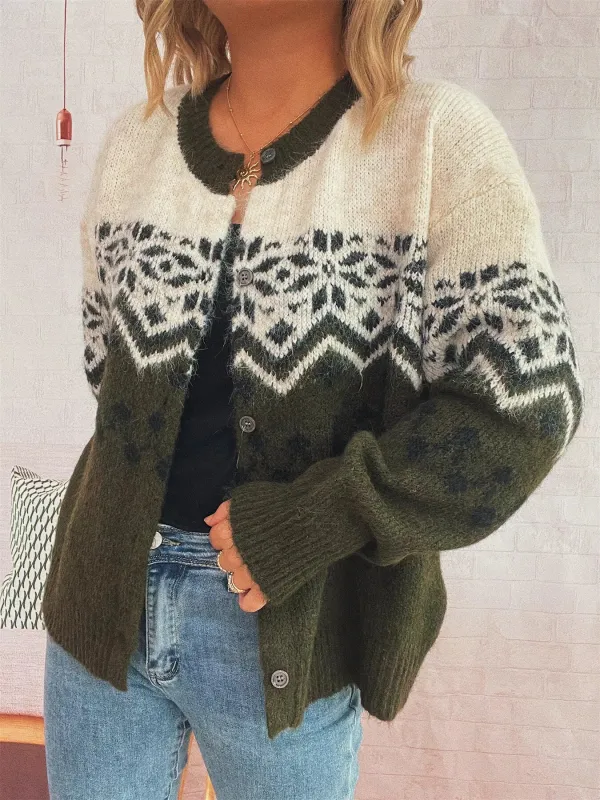 Christmas Button Up Drop Shoulder Cardigan sold by Charming Charlie