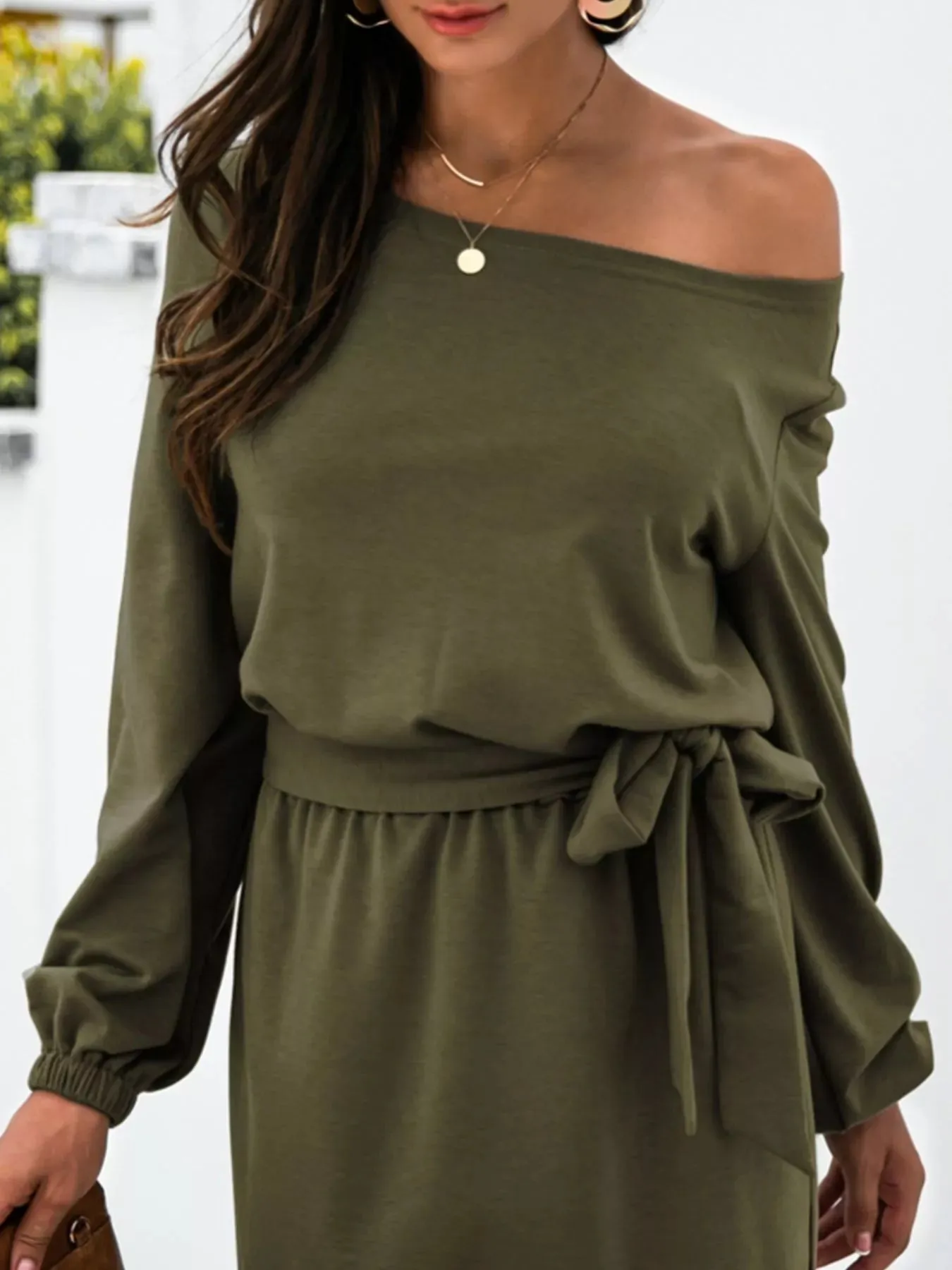 One Shoulder Tie Waist Dress sold by Charming Charlie product image thumbnail 3