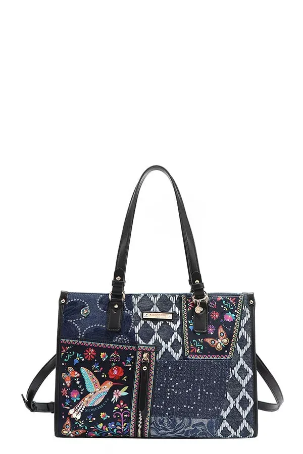 Nicole Lee USA Bosque de Amor Denim Tote Bag sold by Charming Charlie