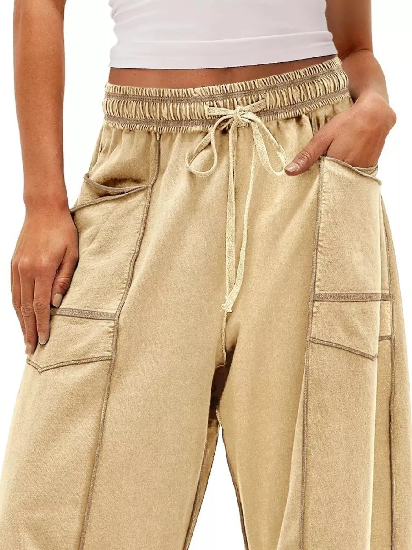 Drawstring Wide Leg Pants sold by Charming Charlie product image thumbnail 3