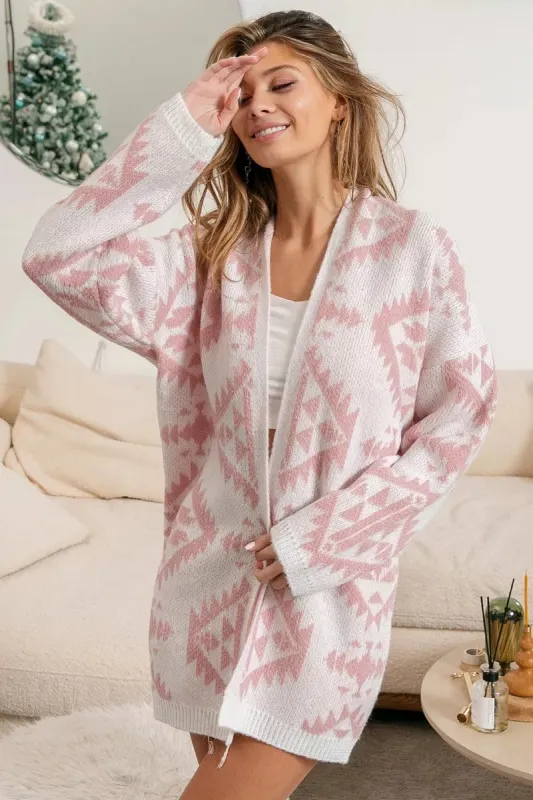 BiBi Aztec Pattern Open Front Cardigan sold by Charming Charlie