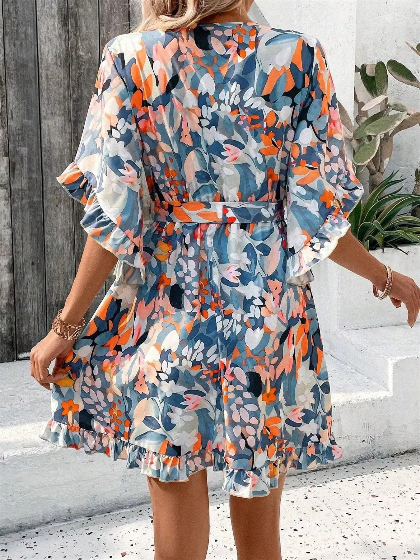 Printed Surplice Half Sleeve Dress sold by Charming Charlie product image thumbnail 4