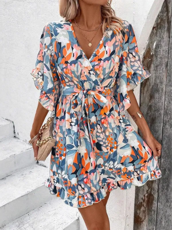 Printed Surplice Half Sleeve Dress sold by Charming Charlie