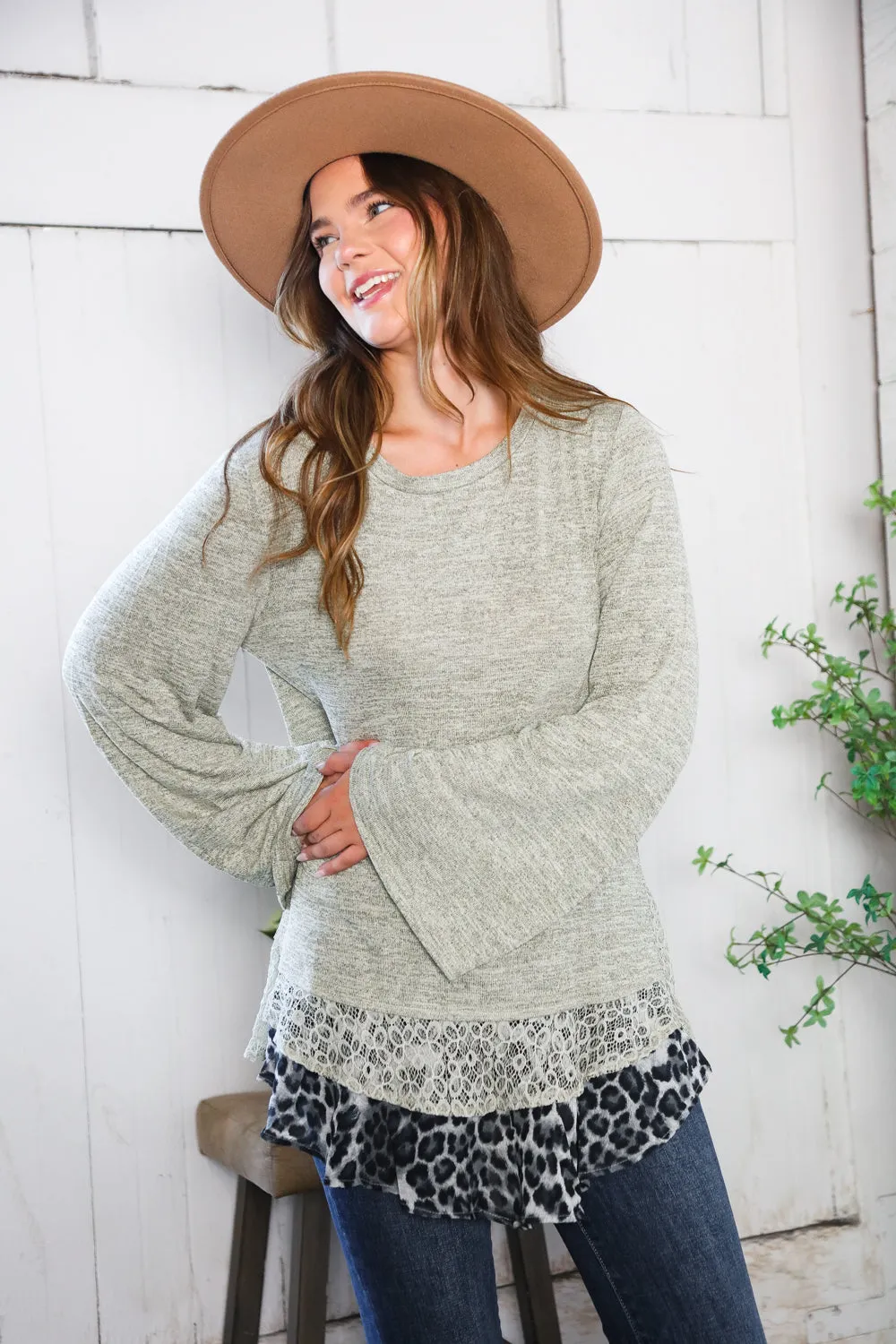 For the Love of Lace Leopard Trim Sweater sold by Charming Charlie product image thumbnail 3
