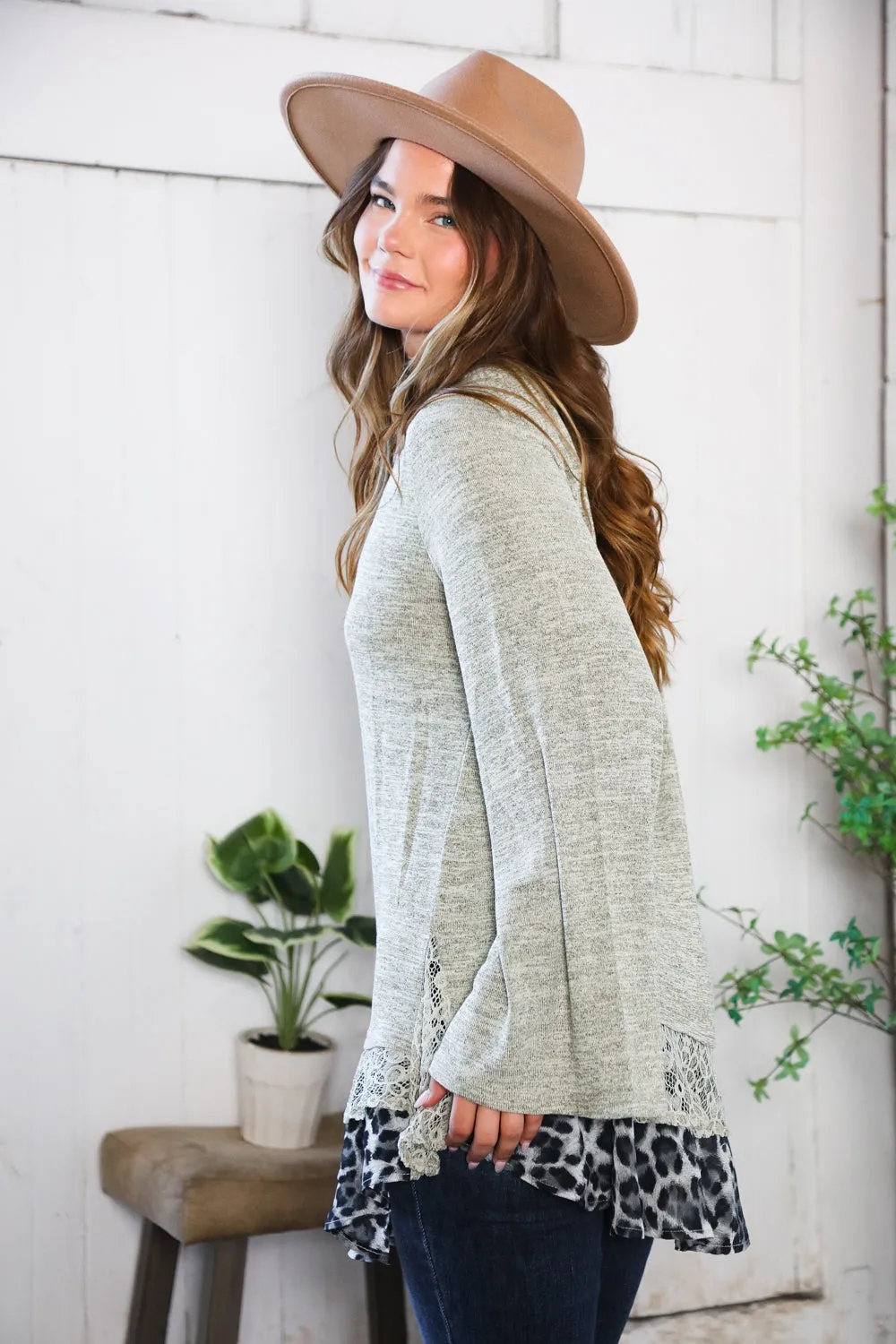 For the Love of Lace Leopard Trim Sweater sold by Charming Charlie product image thumbnail 2