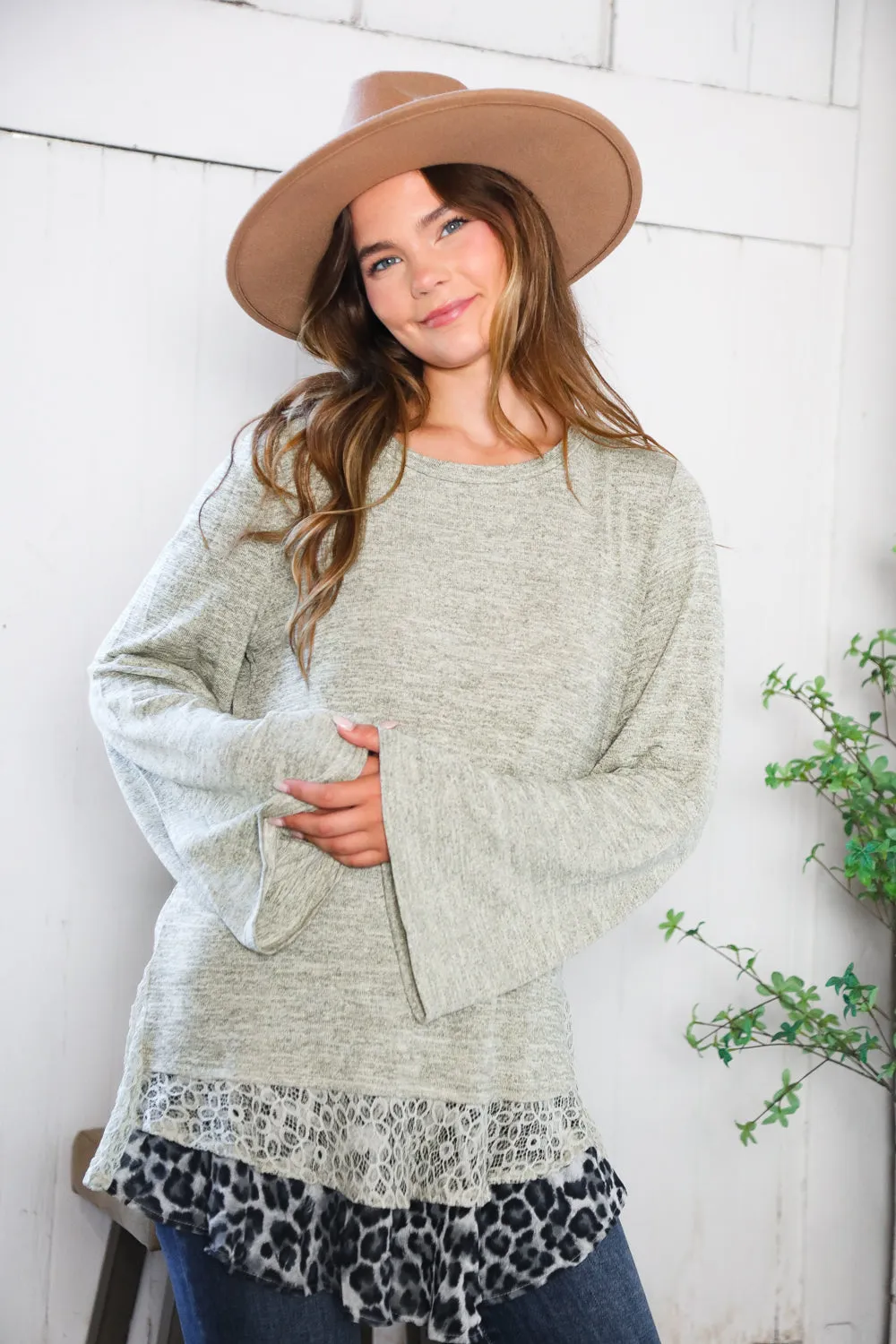 For the Love of Lace Leopard Trim Sweater sold by Charming Charlie product image thumbnail 5