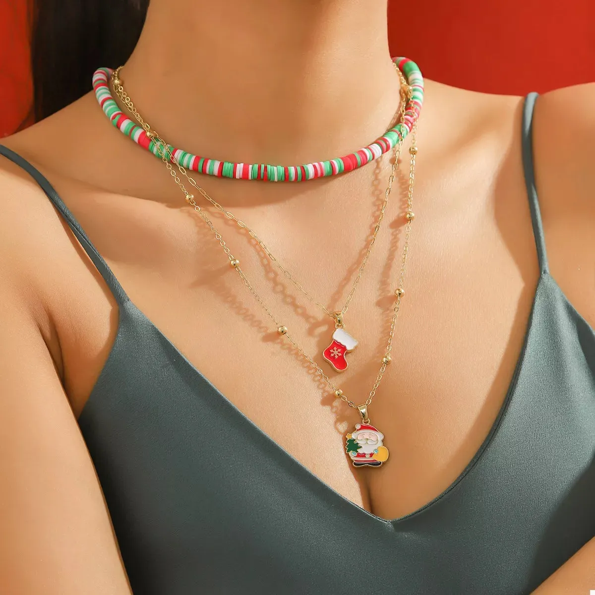 Colorful Christmas Charm Layered Necklace sold by Charming Charlie product image thumbnail 2