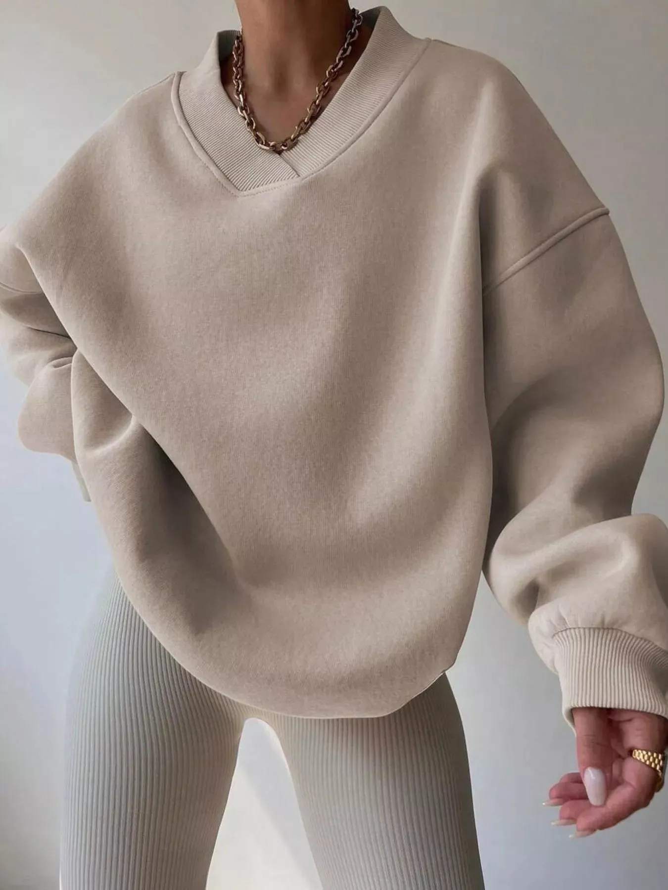 Dropped Shoulder Long Sleeve Oversized Sweatshirt sold by Charming Charlie product image thumbnail 4