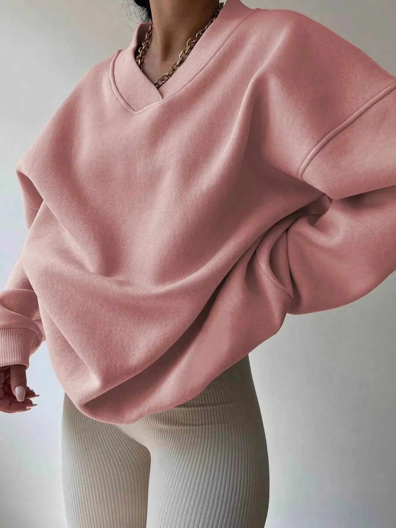 Dropped Shoulder Long Sleeve Oversized Sweatshirt sold by Charming Charlie product image thumbnail 2