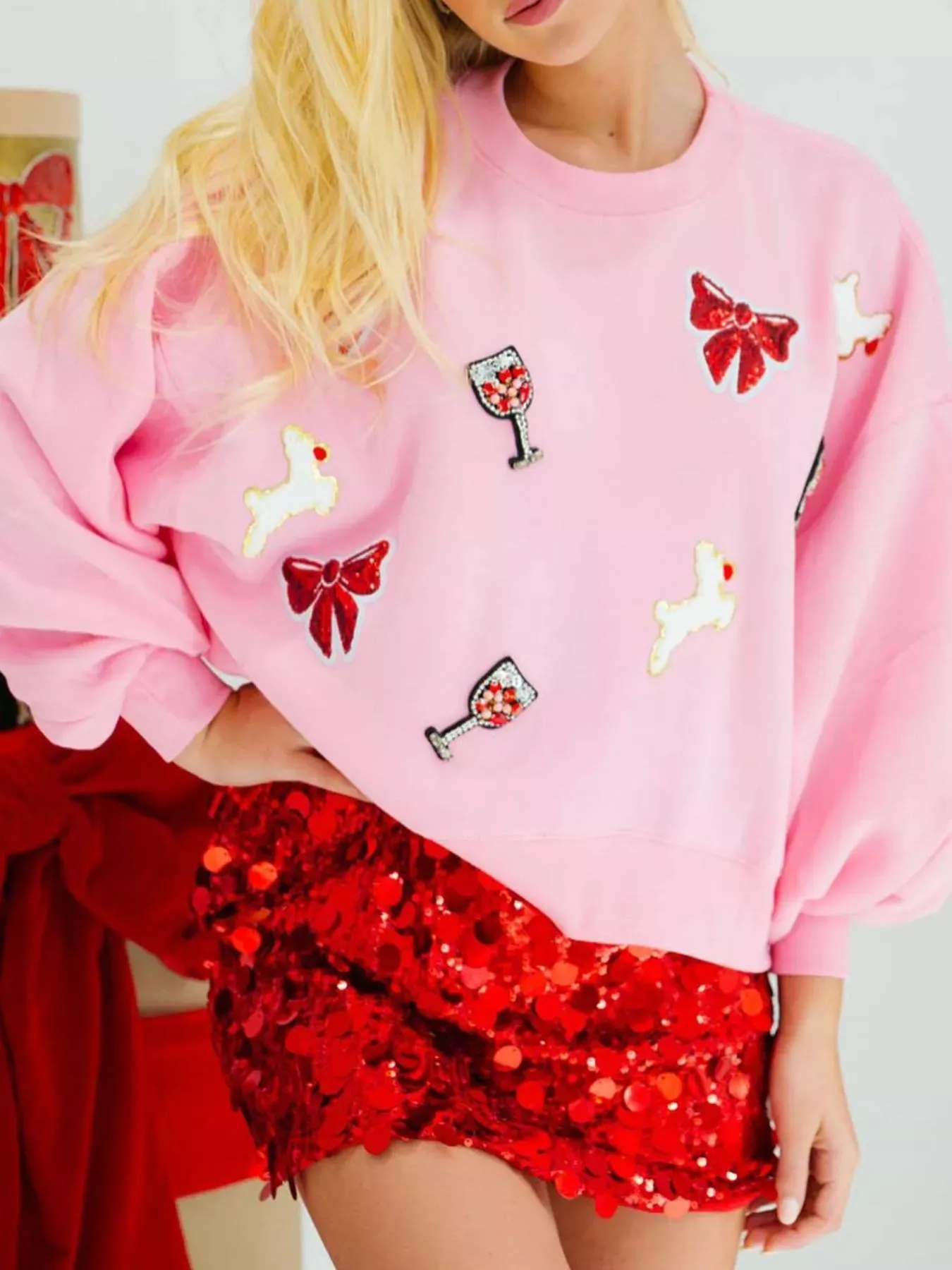 Halloween Sequin Round Neck Long Sleeve Sweatshirt sold by Charming Charlie product image thumbnail 3