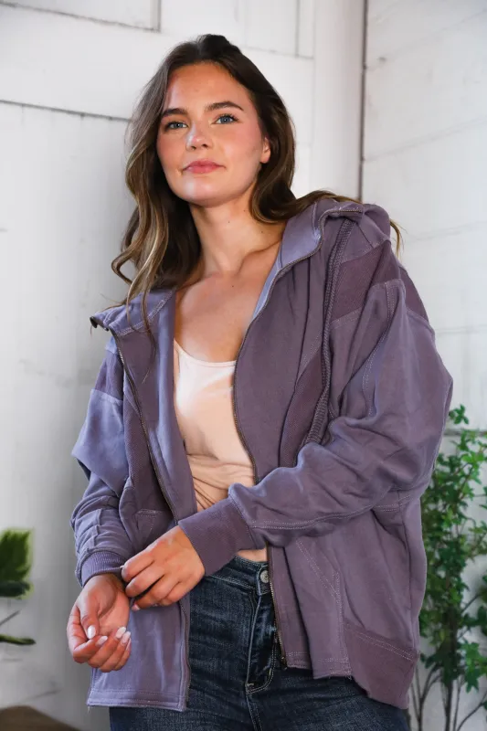 A Cozy Wanderer Dusty Velvet Zip Up Jacket sold by Charming Charlie