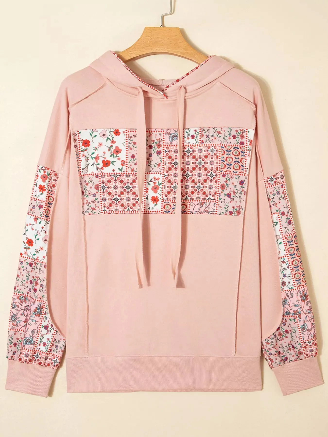 Floral Print Drawstring Long Sleeve Hoodie sold by Charming Charlie product image thumbnail 3