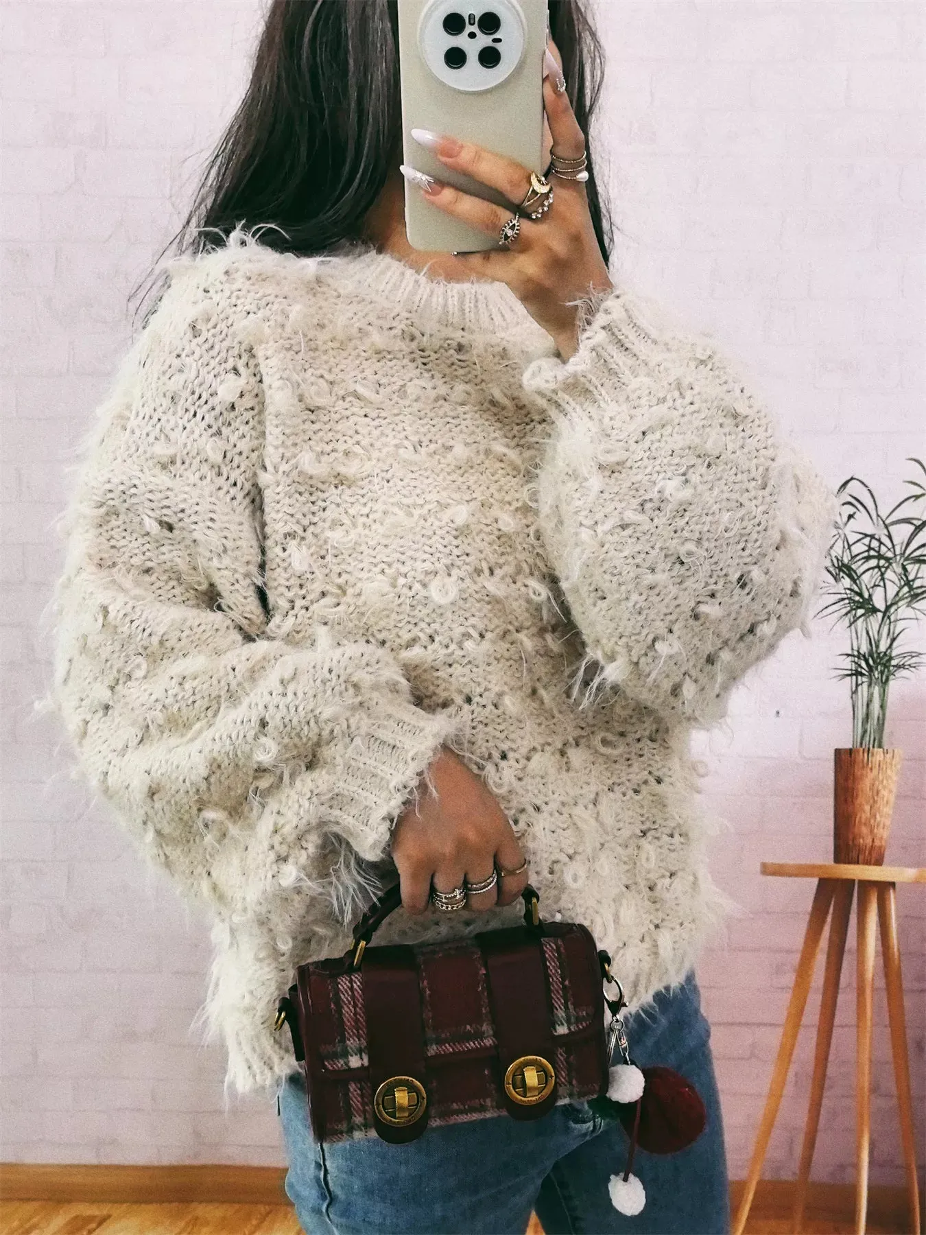 Chunky Round Neck Long Sleeve Sweater sold by Charming Charlie product image thumbnail 4