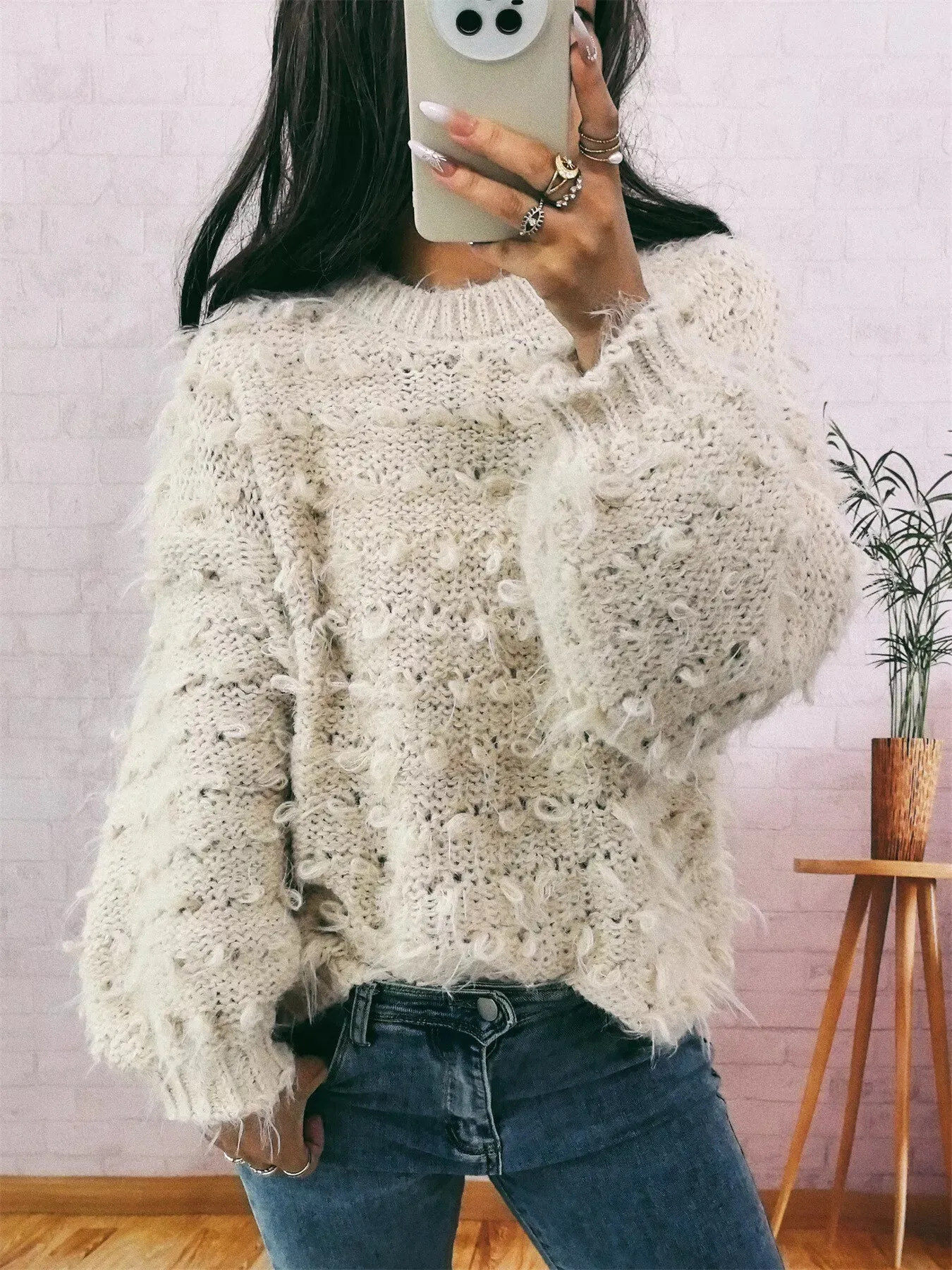 Chunky Round Neck Long Sleeve Sweater sold by Charming Charlie product image thumbnail 2