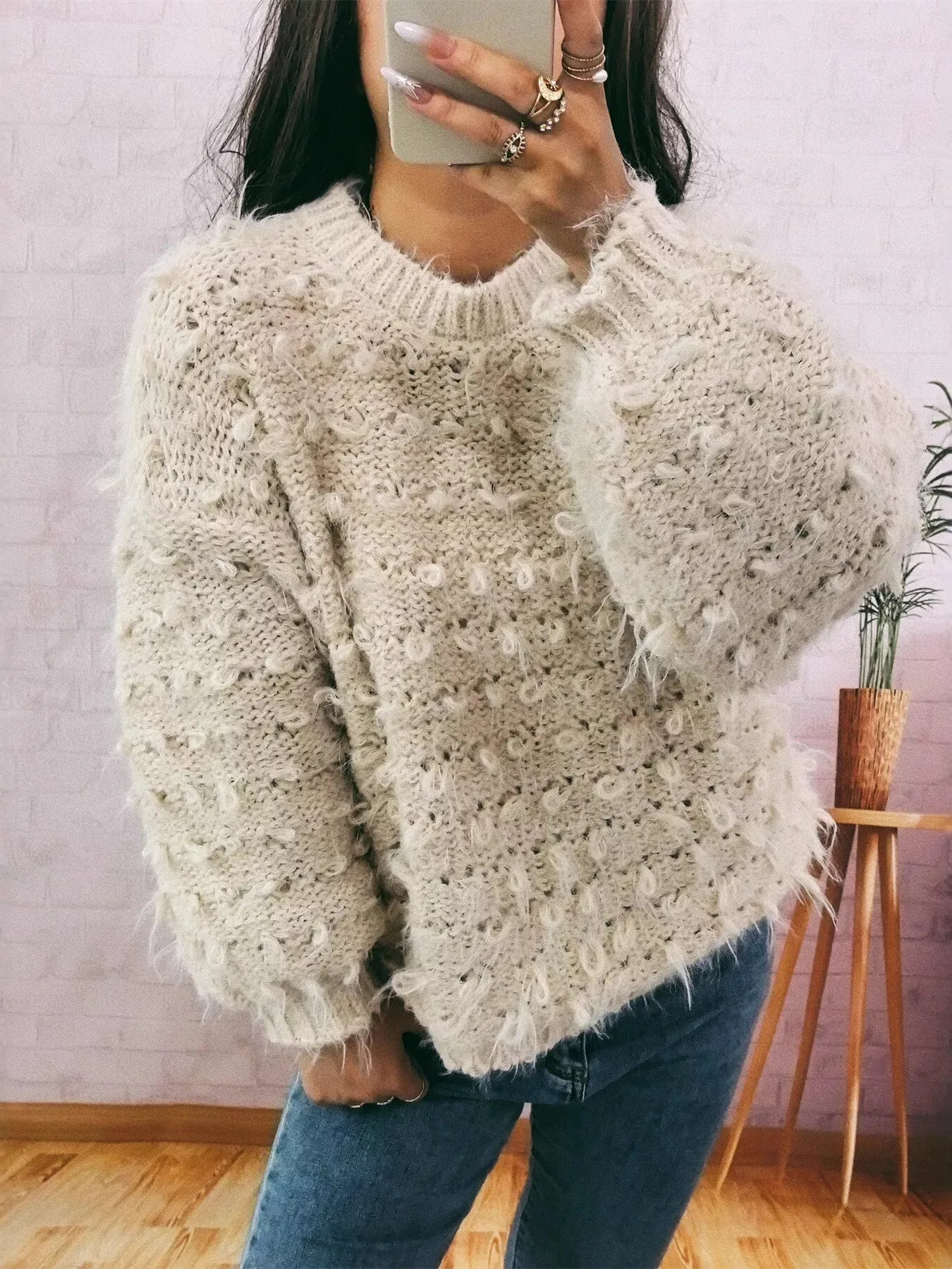 Chunky Round Neck Long Sleeve Sweater sold by Charming Charlie product image thumbnail 3