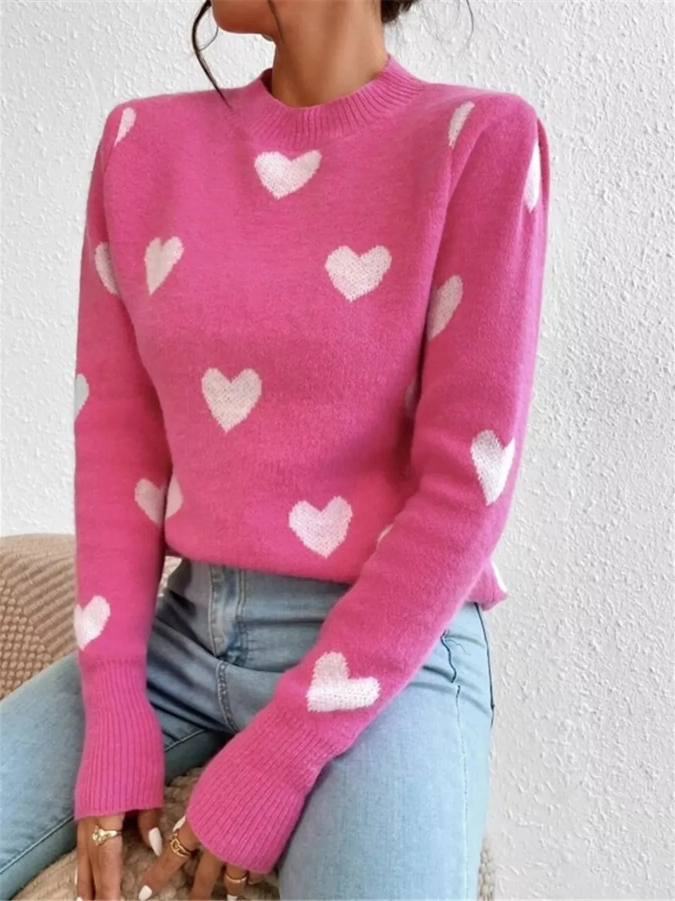 Heart Pattern Round Neck Sweater sold by Charming Charlie product image thumbnail 3