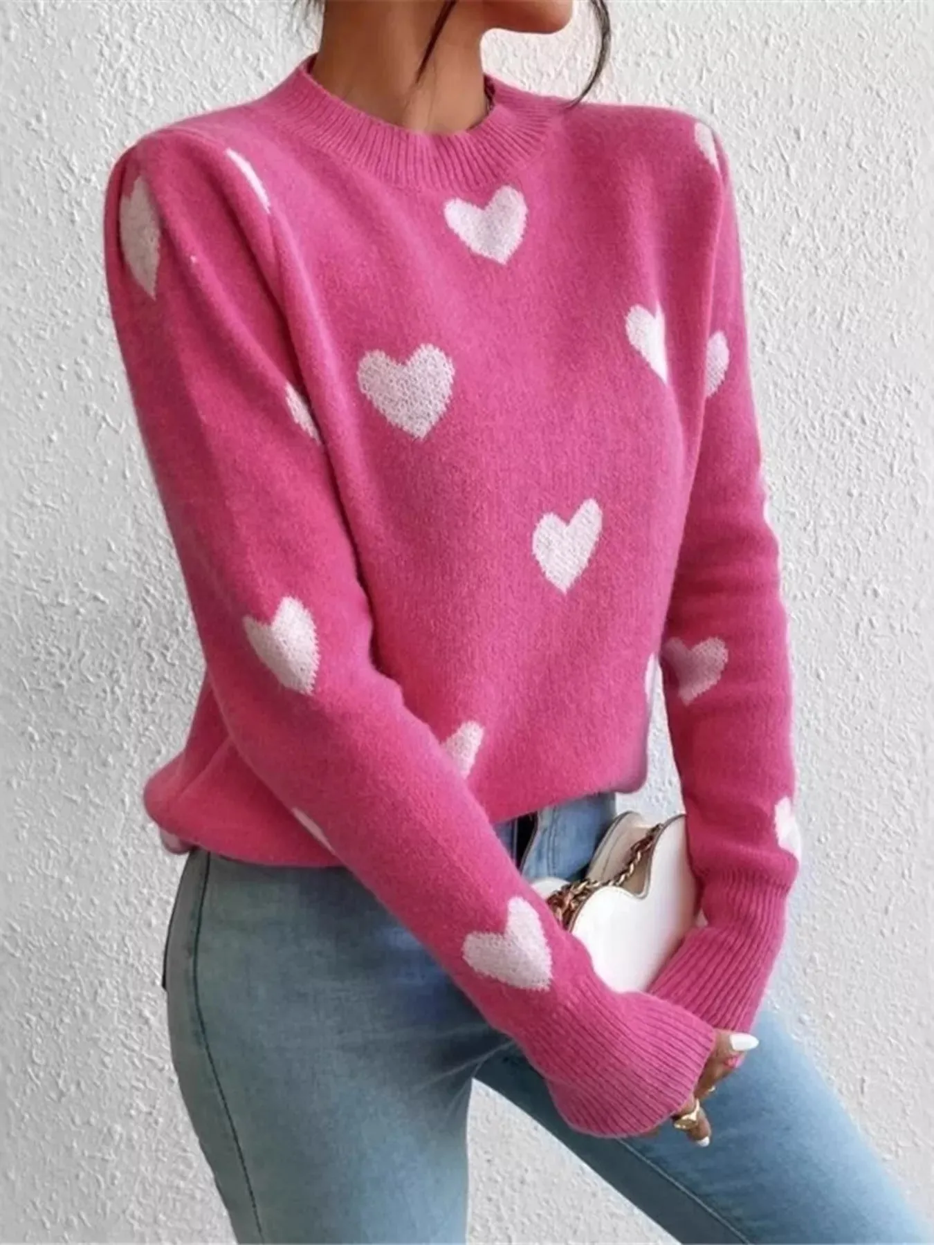 Heart Pattern Round Neck Sweater sold by Charming Charlie